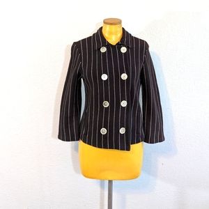 Lauren Ralph Lauren Brown Stripe Cotton Double Breasted Jacket